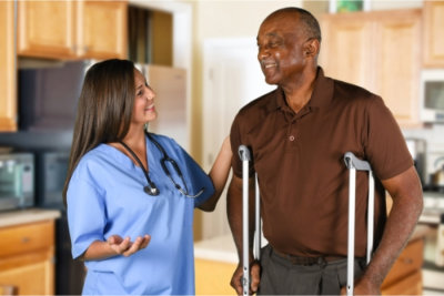 nurse taking care of a senior